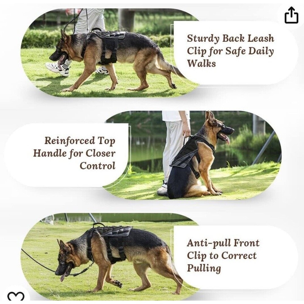 KROMEN TACTICAL DOG HARNESS SZ M Medium Black Brand NEW Comfortable Wearing - Picture 4 of 11